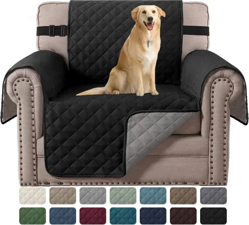 Vista 44 de H.VERSAILTEX Funda de sofá resistente al agua para sofá de 3 cojines, reversible, protector de muebles acolchado con correa elástica, funda de sofá