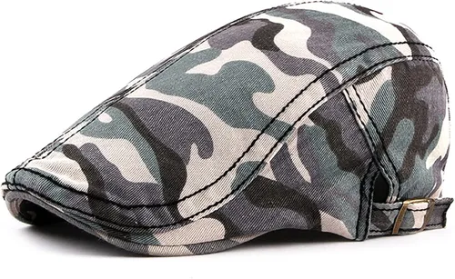 Vista 19 de Newsboy - Gorra de algodón para hombre, diseño de camuflaje, ajustable, ajustable, plano, suave, para caza y golf