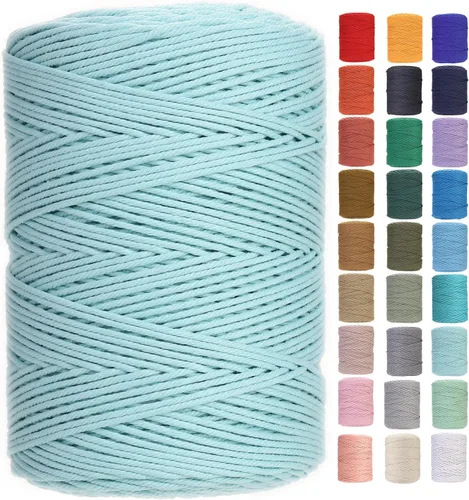 Vista 45 de Cuerda de macramé de 2 mm x 349 metros de cuerda de algodón natural para macramé, cuerda de macramé de color, cuerda de algodón suave, suministros