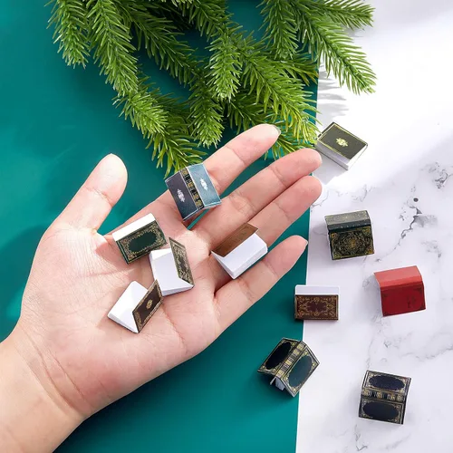 Vista 4 de Skylety 24 piezas de libros en miniatura para casa de muñecas a escala 1:12, libros variados para casa de muñecas en miniatura, accesorios para casa