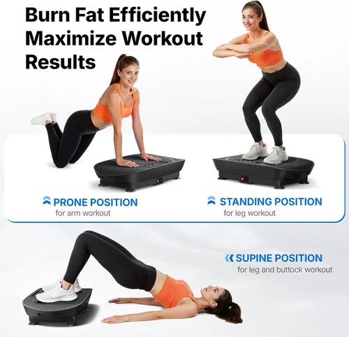 Vista 4 de MERACH Vibration Plate Exercise Machine, Curved Vibration Plate for Lymphatic Drainage Weight Loss, Vibrating Plate with Real-Time Calorie Tracking