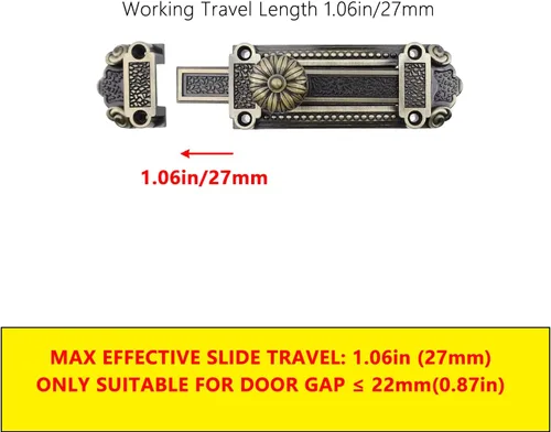 Vista 3 de Geesatis - Cerradura de seguridad para puerta deslizante de 5 pulgadas con tornillos de montaje Bronze Sliding Door Window Latch with Mounting