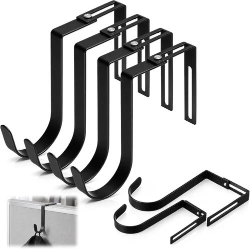 Vista 10 de Amylove 4 ganchos ajustables para cubículos, ganchos universales de metal para cubículos, para colgar puertas, ajustables para adaptarse a paneles