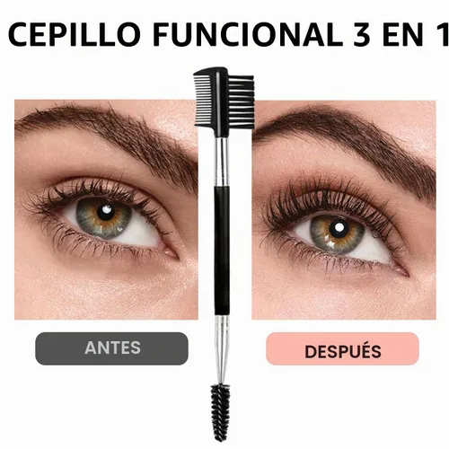 Vista 3 de Cepillo de pestañas de cejas 2PCS Peine de pestañas de cabeza 3 Cepillo de doble cabeza Cepillo de maquillaje Herramienta de aseo cosmético (negro)