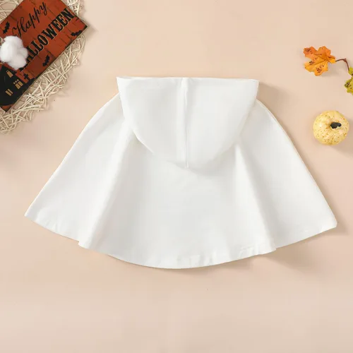 Vista 3 de Disfraz de Halloween para niños y niñas, capa con capucha, poncho para fiesta de disfraces y cosplay White-a