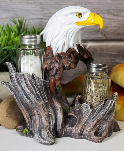 Vista 7 de Ebros Gift Patriótico Americano Águila Calva Salero y Pimentero Salero Estatuilla Decoración 7 "H Águilas Aves De Presa Rey De Los Cielos Alas De