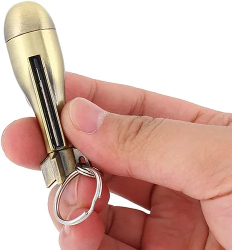 Vista 6 de Partido permanente, iniciador de fuego de metal pedernal con llavero, encendedor de emergencia para caza o campamento, ideas de regalo EDC