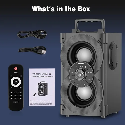 Vista 9 de Altavoces Bluetooth de 80 W, gran potente, inalámbrico, TWS, altavoz portátil para fiestas en casa al aire libre con luces LED, subwoofer, radio FM