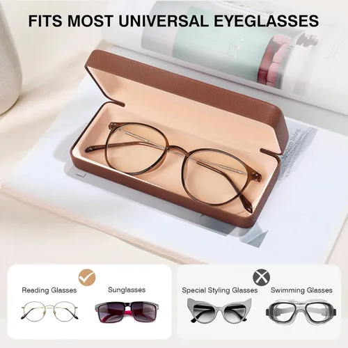 Vista 3 de Marvolia Estuche rígido para lentes de sol, funda protectora de piel sintética para lentes de sol