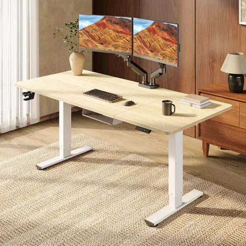 Vista 18 de SANODESK - Escritorio eléctrico ergonómico ajustable de altura grande de 71 Marco extendido blanco/parte superior blanca