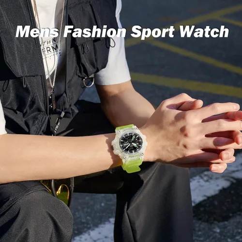 Vista 5 de Relojes militares para hombre, digital, 164.0 ft, resistente al agua, reloj deportivo de cara grande, táctico, luz de fondo, alarma, cronómetro