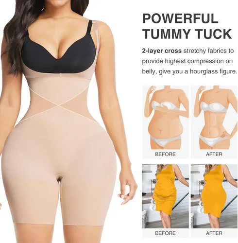 Vista 2 de FeelinGirl Faja moldeadora para mujer, con control de abdomen, sin costuras, con entrepierna abierta