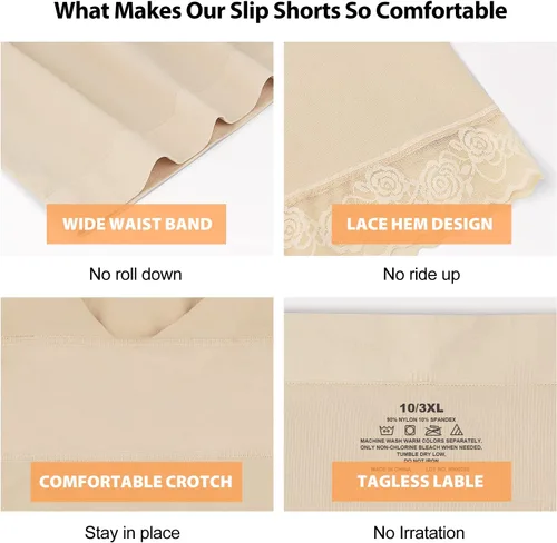 Vista 4 de SIMIYA Pantalones cortos para mujer, pantalones cortos suaves sin costuras para debajo de los vestidos, pantalones cortos elásticos