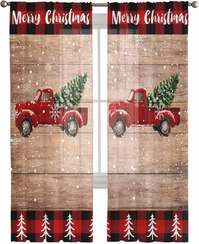 Vista 8 de Paneles de cortinas traslúcidas de gasa de 45 pulgadas de largo, cortinas semitransparentes con bolsillo para barra de camión, cortinas