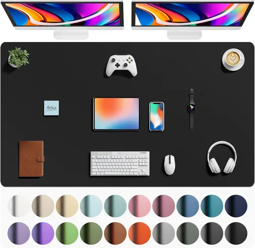 Vista 54 de Aothia - Protector de escritorio de cuero sintético grande, base antideslizante para mouse y superficie para escribir, impermeable, fácil de Agua