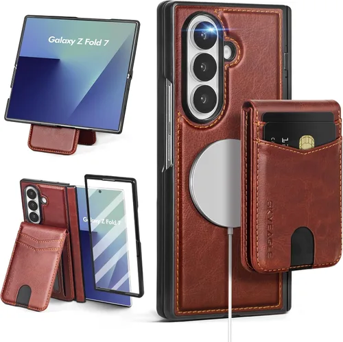 Vista 12 de SkyEagle Funda Cartera magnética desmontable compatible con Magsafe para Samsung Galaxy Z Fold 7 con tarjetero Protector de pantalla integrado