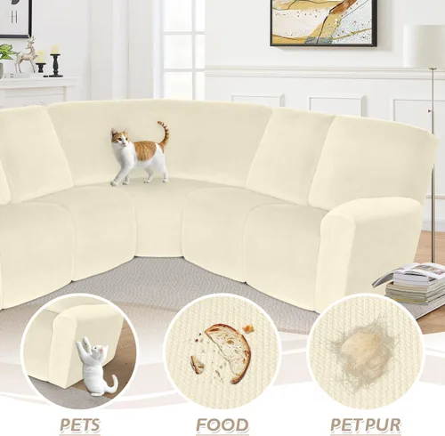 Vista 87 de Arfntevss Fundas de sofá seccional reclinable de terciopelo, Funda de sofá seccional de esquina para sofá reclinable, Funda elástica suave
