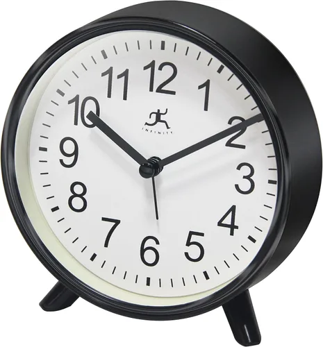 Vista 5 de Infinity Instruments - Reloj despertador de plástico de 5.75 pulgadas con movimiento de cuarzo para mantener la hora precisa, color negro Movement
