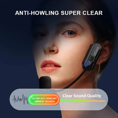 Vista 3 de VOVIGGOL Auriculares de micrófono inalámbrico, 2.4 GHz, rango de 160 pies, carga dual tipo C, efectos de reverberación de etapa 3D, compatibles