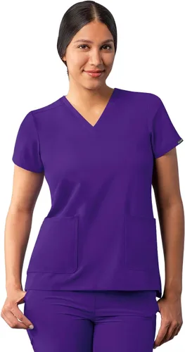 Vista 9 de Adar Addition - Ropa quirúrgica para mujer, moderna camiseta médica con cuello en V Rosa suave