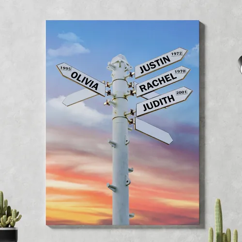 Vista 27 de Chiside Letrero de calle familiar con nombre, lienzo artístico para decoración del hogar, lienzo personalizado con nombres de familia, fecha