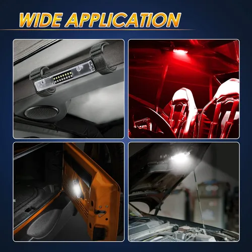 Vista 6 de Luz de cúpula UTV alimentada por baterías, montaje en barra enrollable, luz interior LED, luces de persecución, luces de mapa para UTV SXS Polaris