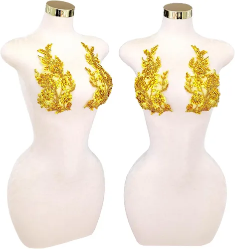 Vista 46 de Parches de cristal hechos a mano con cuentas de encaje de diamantes de imitación para accesorios de ropa de vestir (S1-champán)