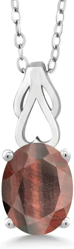 Vista 50 de Gem Stone King Collar de plata de ley 925 con piedra natal ovalada de 0.354 x 0.276 in Collar con colgante solitario para mujer Con cadena