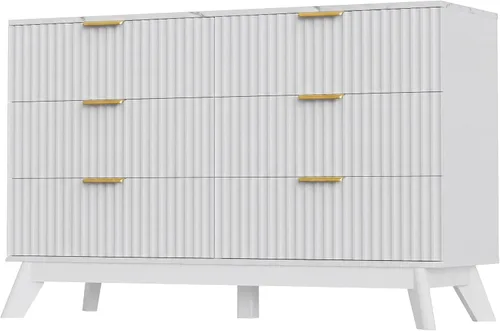 Vista 9 de JUMMICO Cómoda acanalada blanca para dormitorio, 47.2 pulgadas de ancho