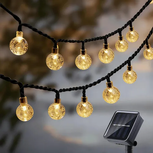 Vista 11 de Tira de luces de 20 LED, decoraciones de globo de cristal, luces solares extra brillantes para exteriores con 8 modos de iluminación, impermeables