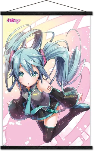 Vista 8 de Trends International Hatsune Miku - Póster de pared con círculos rosados con marco magnético