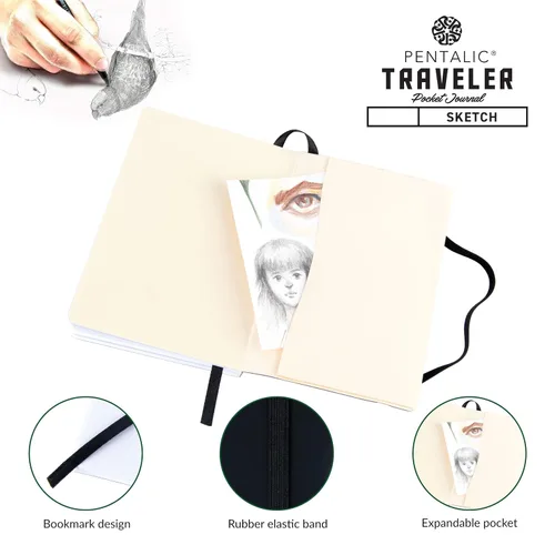 Vista 5 de Cuaderno de bocetos Travelers Dot Grid Pentalic Art, libre de ácidos