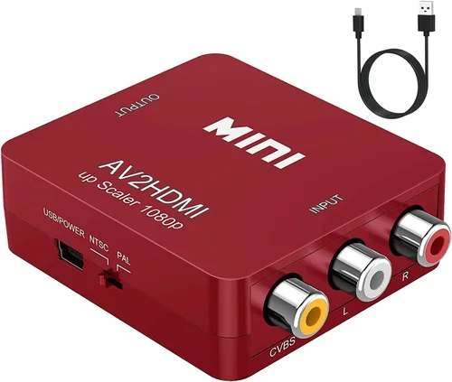 Vista 9 de ABLEWE RCA a HDMI, Convertidor de AV a HDMI, Adaptador convertidor de audio y video de 1080P Mini RCA Compuesto CVBS Compatible con PAL/NTSC