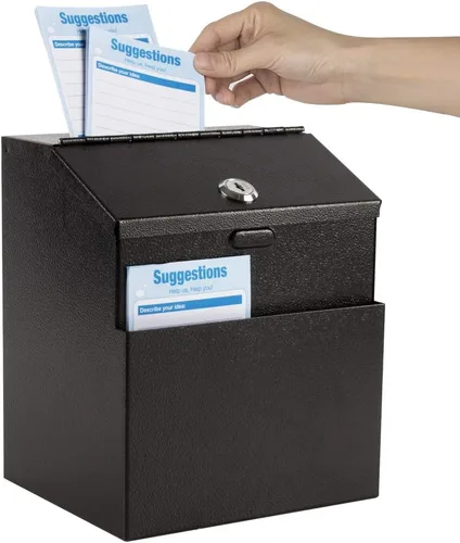 Vista 6 de KYODOLED Buzón de montaje en pared, buzón de correo de gran capacidad, caja de sugerencias de metal con cerradura, caja de papeletas con 50 tarjetas