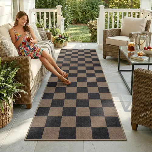 Vista 16 de Lahome Alfombra de yute a cuadros fácil 2'x3', alfombra pequeña para entrada, antideslizante, alfombra para la puerta delantera de la cocina