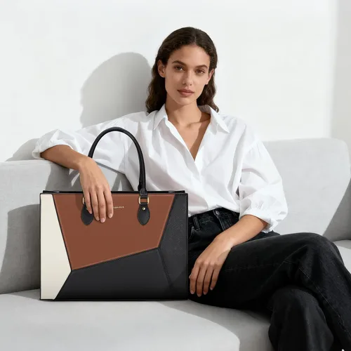 Vista 3 de RAINSMORE Bolsa de mano para laptop para mujer, 15.6 pulgadas, bolsas de trabajo grandes para mujeres, impermeables, para negocios, oficina