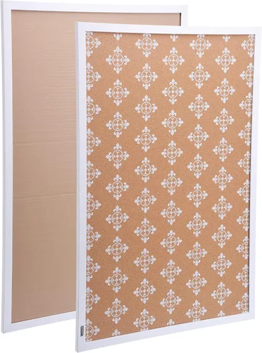Vista 5 de SUNGIFT Tablero de corcho para pared con marco de 36 x 24 pulgadas, diseño floral, azulejos de corcho largo de corcho con pines, tableros de corcho