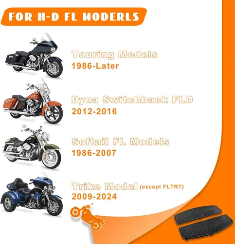 Vista 2 de Estribo delantero de goma para motocicleta con inserto para conductor/piloto, plataforma ancha para los pies, clavijas para los pies, pedales