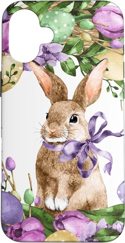 Vista 23 de Floral Easter Bunny Wreath Decor for Women Cute Easter Day Case for iPhone 17