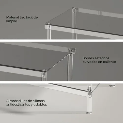 Vista 4 de Aquiver Zapatero acrílico de 3 niveles – Moderno estante de almacenamiento de zapatos independiente para entrada, armario, 25.6 pulgadas de largo x