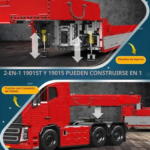 Vista 2 de Mould King Kits de bloques de construcción de modelo de tractor y camión, set de bloques de construcción MOC 19015 para construir, regalo