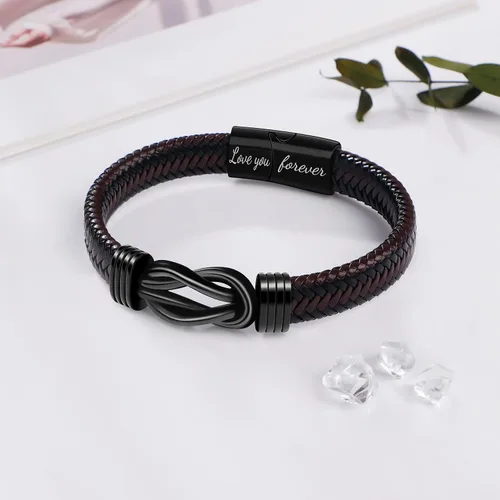 Vista 5 de Pulsera de cuero trenzado para hombre, regalo para hombres, marido, novio, papá, hijo, nieto, hermano, cumpleaños, día del padre, aniversario