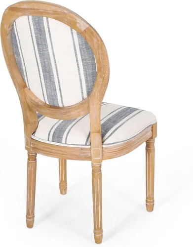 Vista 7 de Christopher Knight Home - Juego de sillas para comedor, modelo Phinnaeus, juego de 4, madera, rayas azul oscuro + beige claro + natural