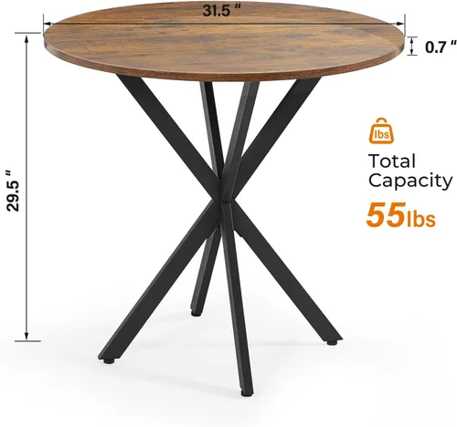 Vista 2 de Mesa de comedor redonda pequeña de 31.5 pulgadas para 2-4, mesa de cocina redonda para espacios pequeños, mesa de comedor circular