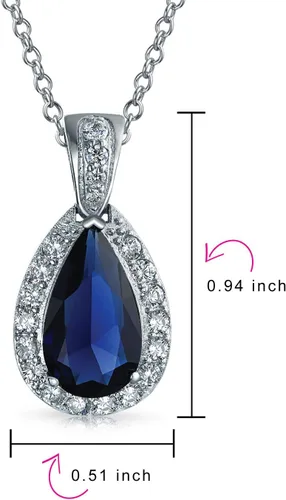 Vista 5 de Joyería clásica nupcial con forma de pera grande de 24 x 15 pulgadas, halo de lágrima solitaria AAA, 15 quilates de circonita cúbica, collar