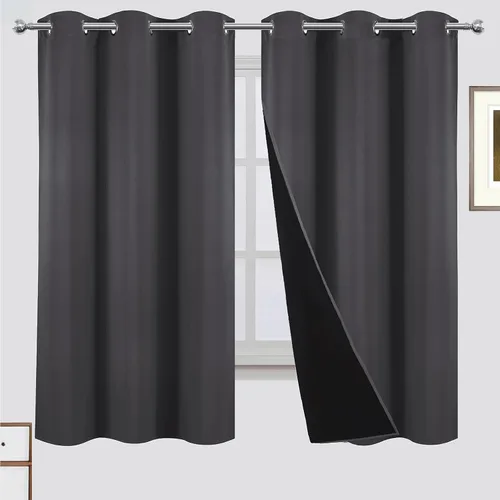 Vista 16 de LEMOMO Cortinas 100% opacas de 38 x 54 pulgadas, 2 paneles de oscurecimiento con aislamiento térmico para dormitorio