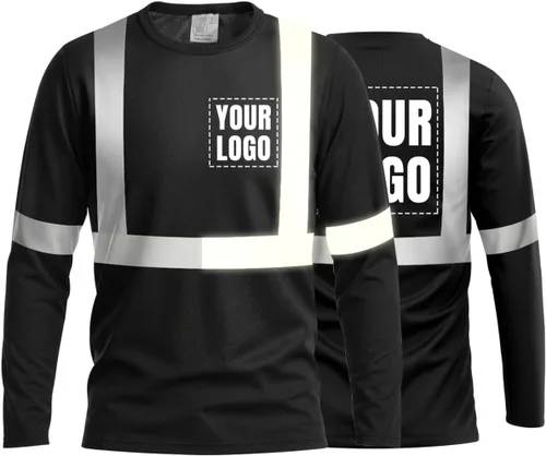 Vista 30 de La alta visibilidad reflexiva de las camisetas de la seguridad del logotipo de encargo Hola Vis de Verde neón - Estilo 8