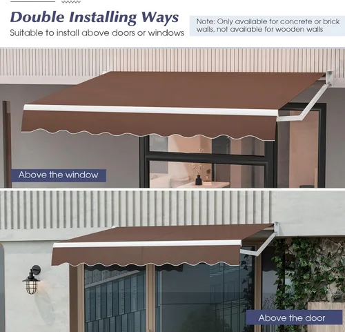 Vista 23 de Giantex Toldo retráctil para patio – Refugio solar de 8 x 6.6 pies con manivela manual fácil, estructura metálica de alta resistencia, toldo Beige