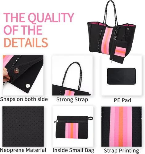 Vista 2 de IBEE Bolsa de neopreno para mujer, bolsa grande de neopreno, bolsa de playa plegable para piscina