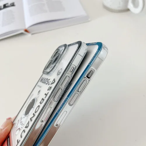 Vista 3 de Yonds Queen Funda transparente para iPhone 11, diseño de luna de astronauta espacial de astronauta de dibujos animados, elegante diseño de luna